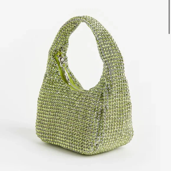 H&M RHINESTONE-EMBELLISHED MINI BAG Lime Green